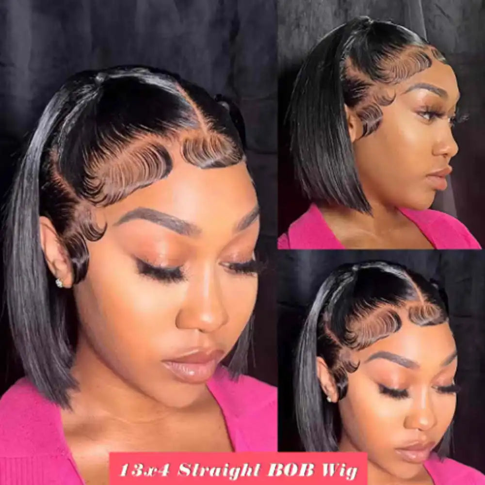 Glueless Bob Hair Wig Human Hair Ready To Wear Straight Transprent 13x4 Lace Closure Wigs For Women Glueless Wigs Human Hair