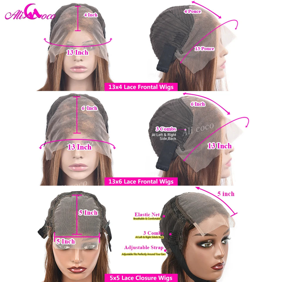 1B Brown Body Wave Wigs With Bangs 13x4 Transparent Lace Frontal Wig #30 Colored Lace Closure Human Hair Wigs For Black Women