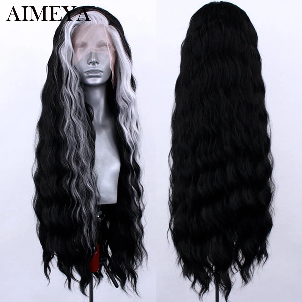 AIMEYA Synthetic Lace Front Wigs for Women Natural Hairline Synthetic Hair Lace Wig Long Brown Wig PrePlucked Cosplay Woman Wigs