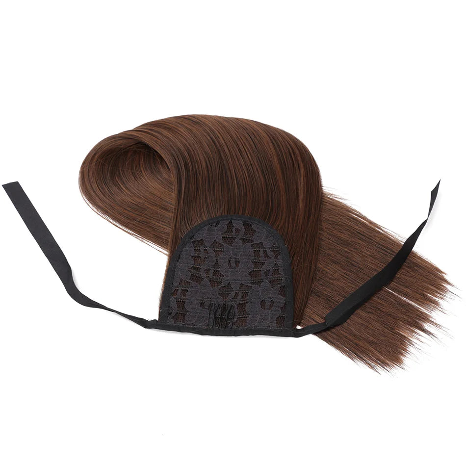 Synthetic Long Straight Ponytail Drawstring Pony Tail 32inch Clip In Hair Extensions for Women Heat Resistant Fake Hair BOOMING