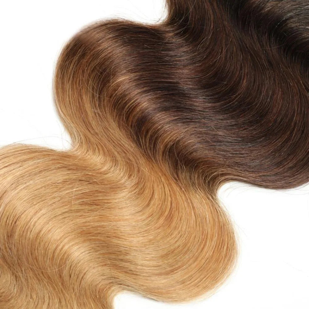 Ombre Color Body Wave Human Hair Bundles With Closure Brazilian Virgin Hair Bundles 1b/4/27 1b/4/30 Hair Weave Bundle Human Hair