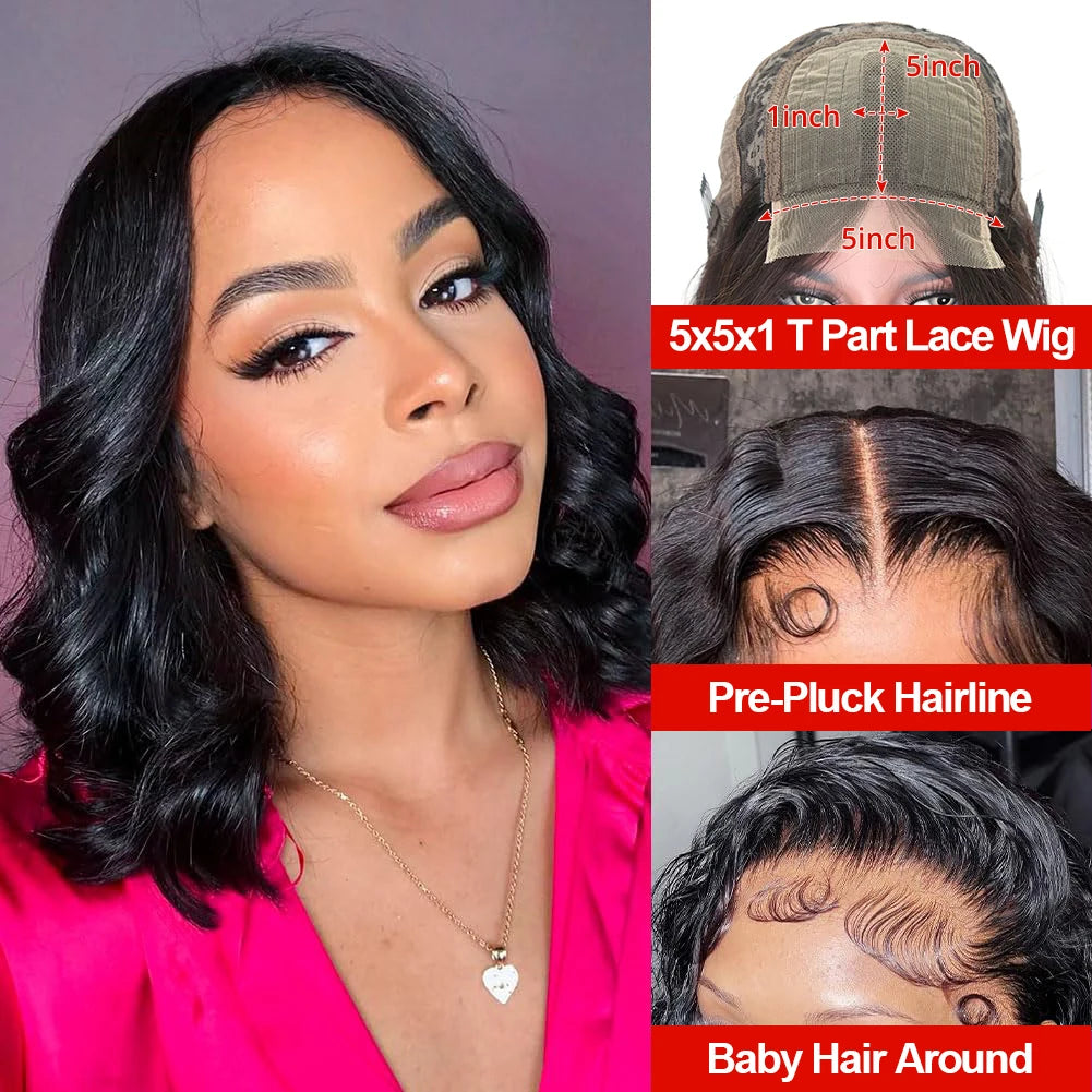 Queen Nala 200 Density Short Bob Body Wave Glueless 7x5 Lace Closure human Hair Wigs Wave 13x6 HD Lace Frontal Wig 100% Human Hair Preplucked 13x4 Lace Front Wig Remy Brazilian Hair Ready To Wear On Sale For Women