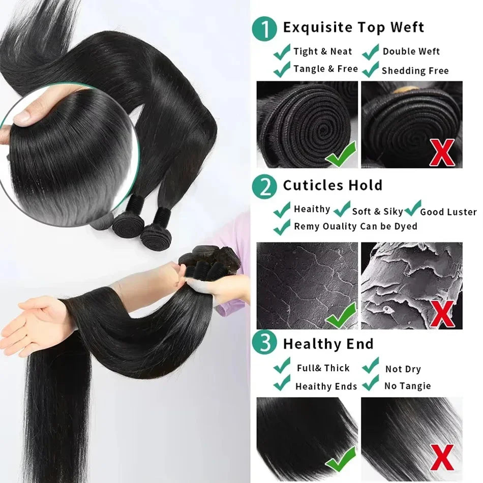 30 40 Inch Bone Straight Bundles Human Hair Bundle Unprocessed Hair 3 4 Bundle 100% Brazilian Human Hair Straight Hair Extension
