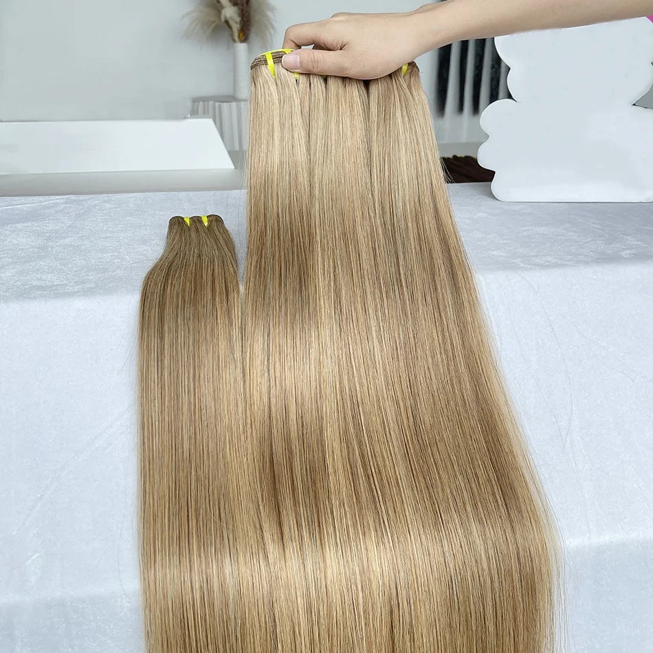 #27 #30 Colored Honey Blonde Straight Human Hair Bundles 16-30 Inch 100% Unprocessed Raw Human Hair Extensions Weave For Women
