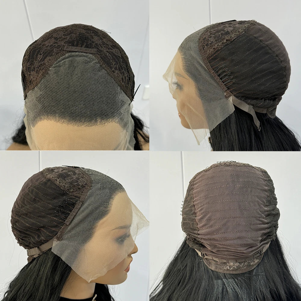 Dark Brown Short Wave Wig Synthetic Lace Bob Wig Natural Wavy Lace Wig Brown Wig Frontal Lace Wigs for Women Daily Wear Party