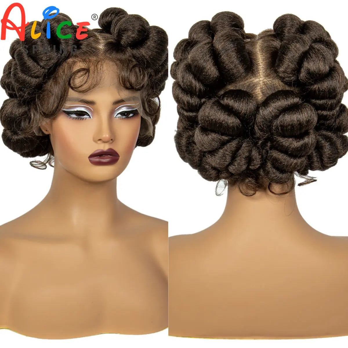 Synthetic Full Lace Handmade Bantu Braided Wigs Short Cute Natural Braided Lace Wigs For Black Women Knotless Braids Wigs