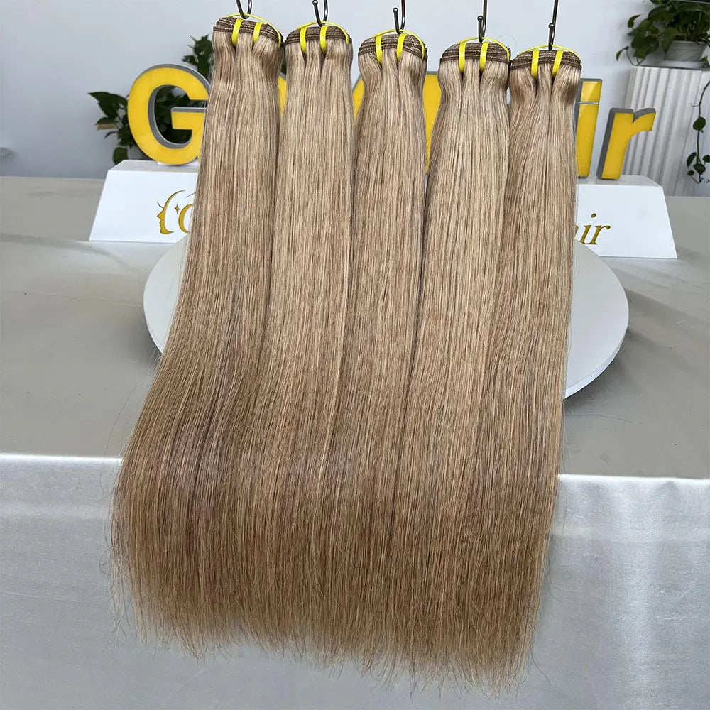 30inch #27 Honey Blonde Bone Straight Human Hair Highlight Bundles 1/3/4 Bundles Remy Virgin Raw Hair Weave Extensions Wholesale