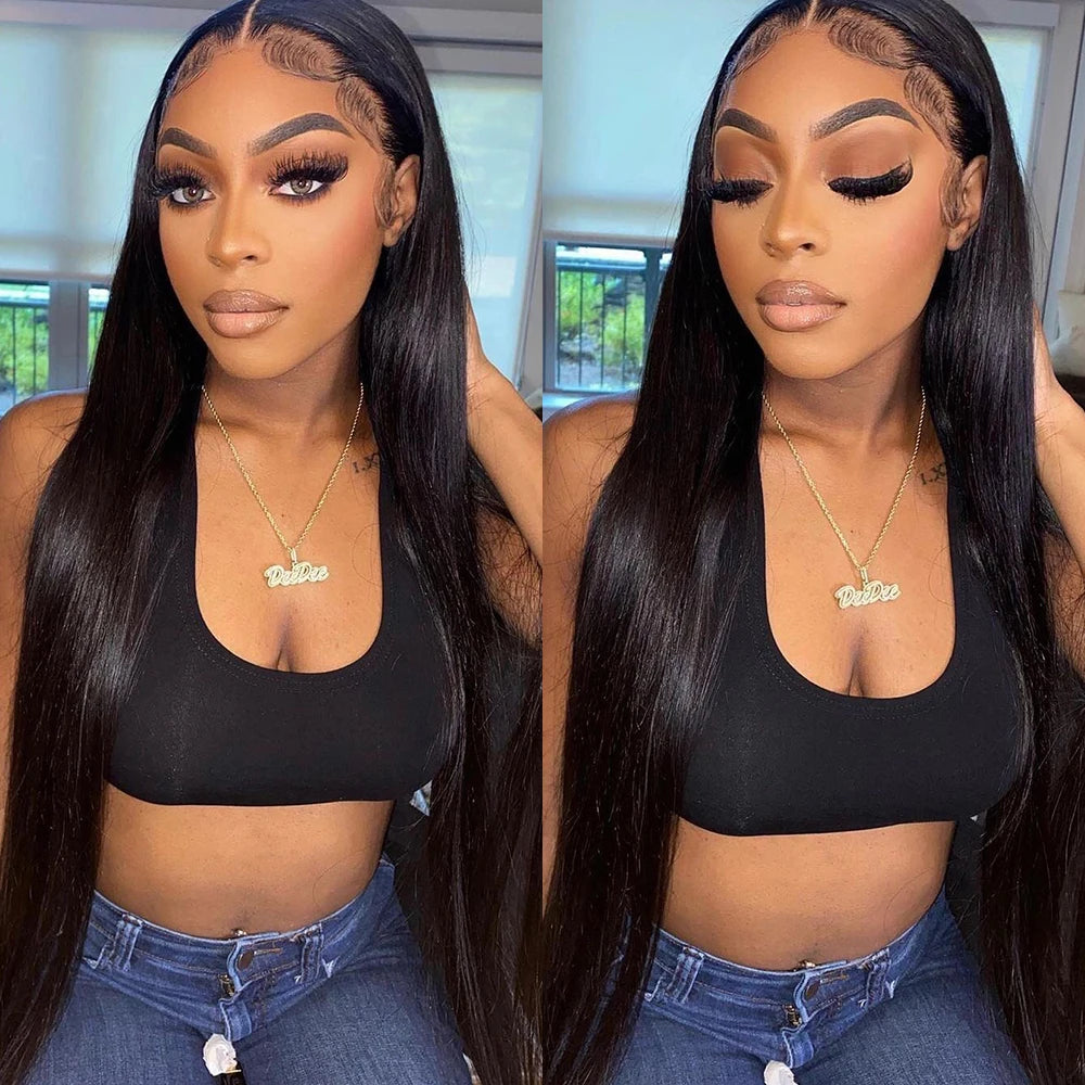 30 32inch Straight Lace Front Human Hair Wig 13x4 13X6 Transparent Lace Frontal Wig Brazilian 5x5 Closure Cheaper Wigs For Women