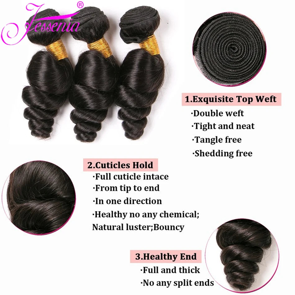 Tissage Loose Wave Bundles Remy Virgin Extension 3Bundles Deal Deep Loose Peruvian Weave Bundles Raw 100% Unprocessed Human Hair