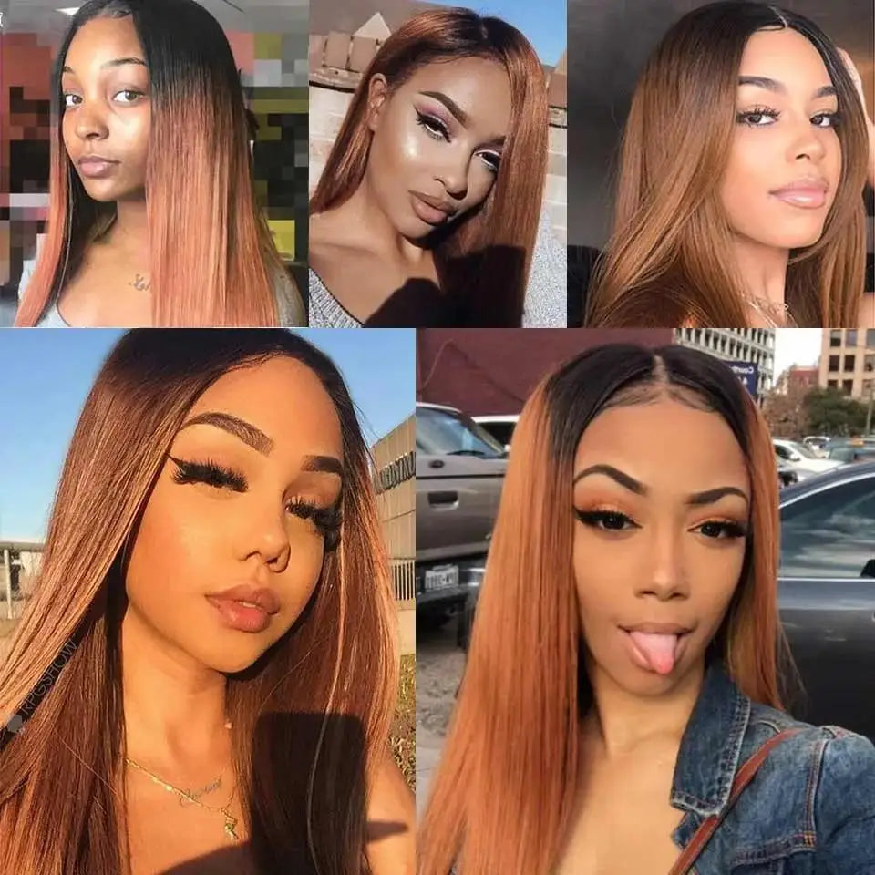 Human Hair Bundles Ombre Colored Bundles 10A Grade Bone Straight 100% Brazilian Human Hair 1/3/4 Pcs 32inches Hair Extensions