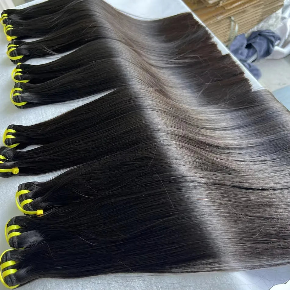 Bone Straight Double Drawn 100% Human Hair Bundles Unprocessed Raw Virgin Hair Weave Extensions Tissage For Women