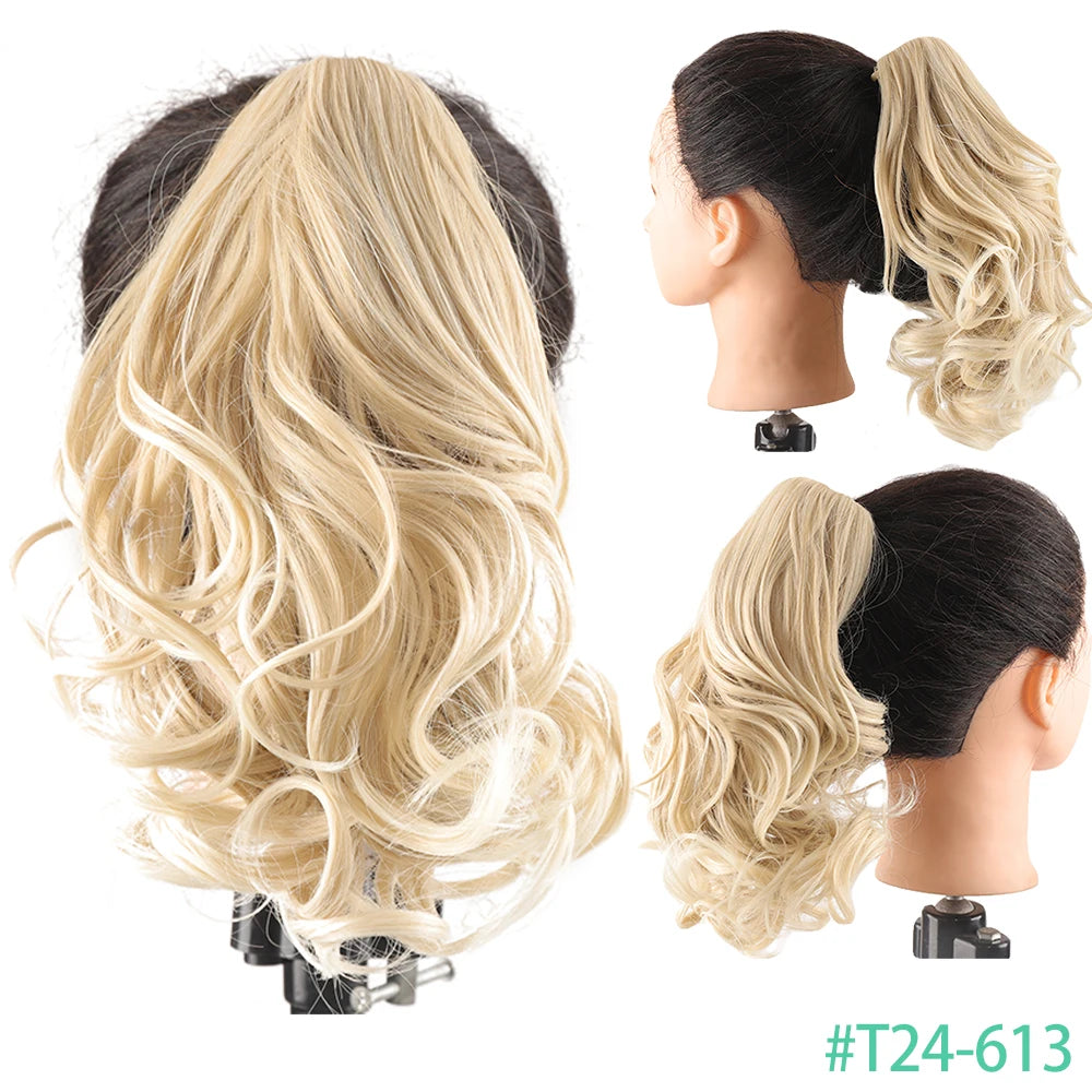 Synthetic Claw Clip In Short Ponytail Curly Pony Tail Clip-on hair False Wig House Pony Extension Hairpiece For Women