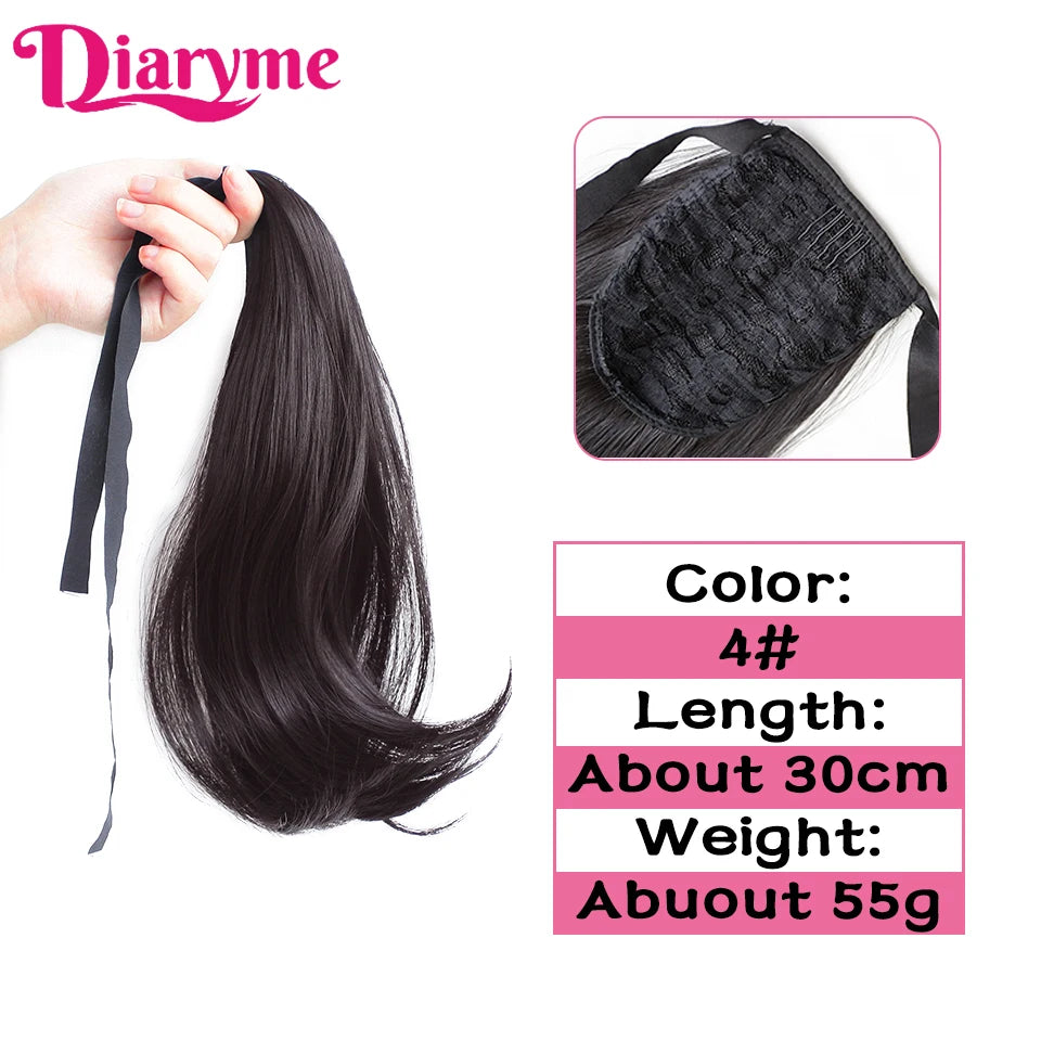 Synthetic Hairpiece Long Ponytail Hair Extensions Black Brown Wigs For Women Heat Reistan Pony Tail Fake Hair Clip In Ponytail