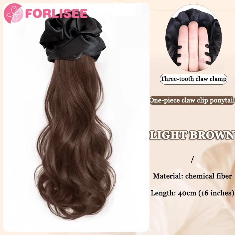 Black Hair Ring Claw Clip Synthetic Autumn And Winter Temperament Korean Style Layered Curly Ponytail Low Tie Natural Ponytail