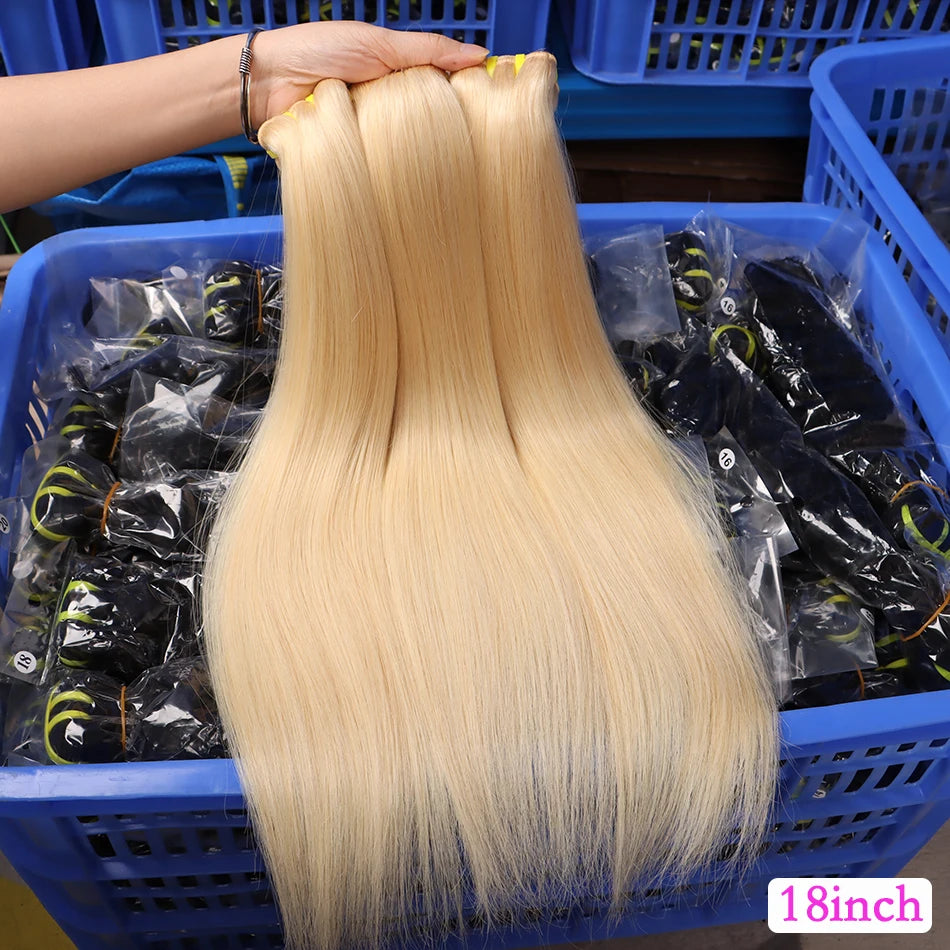 #613 Blonde Colored Straight Human Hair Bundles 1/2/3/4 Pcs 10-30 Inch 100% Raw Virgin Human Hair Weave Extensions For Women