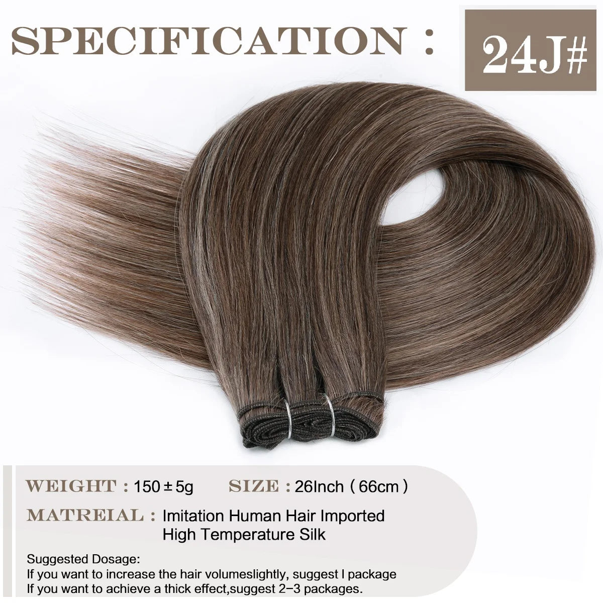 26Inch Synthetic Straight Hair Weave Hair Bundles 150g Natural Long Hair Extensions Yaki Straight Hair Weaving For Women Fake