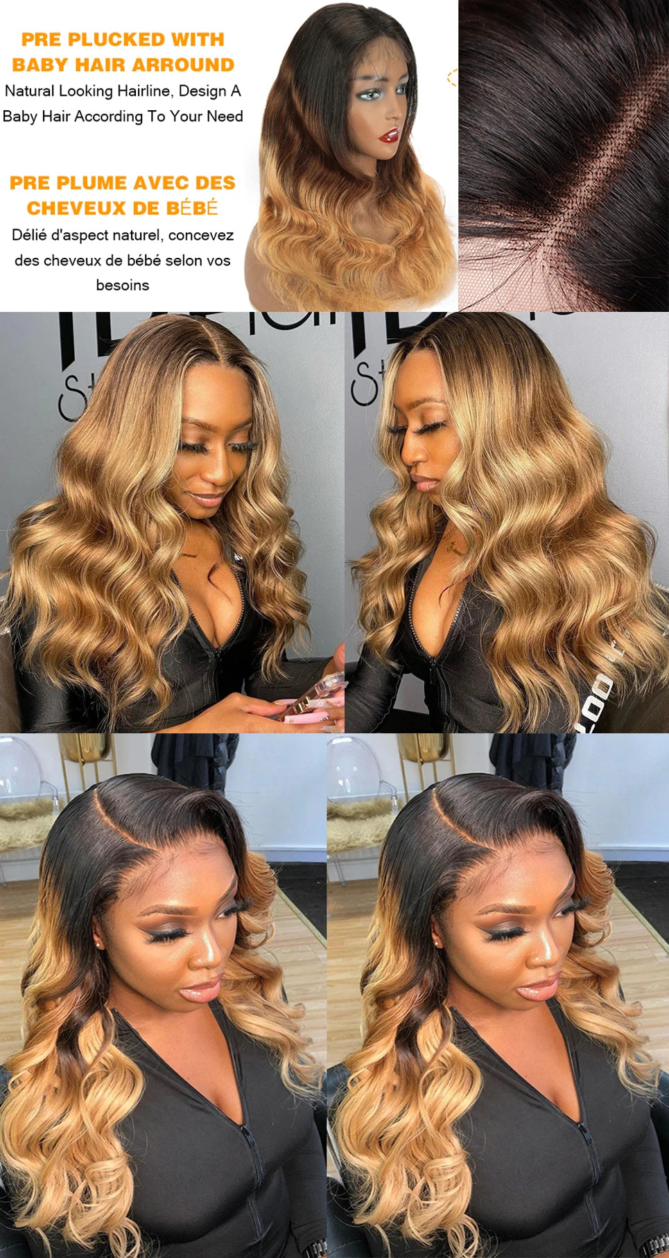 Ombre Lace Front Wig Human Hair Wigs For Women Brazilian Body Wave Lace Front Wig 13X4 Blonde Lace Frontal Wig On Sale Clearance