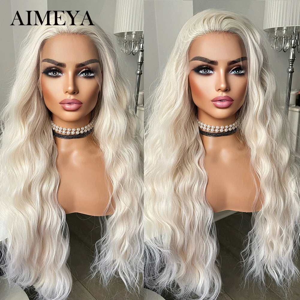 AIMEYA Synthetic Lace Front Wigs for Women Natural Hairline Synthetic Hair Lace Wig Long Brown Wig PrePlucked Cosplay Woman Wigs