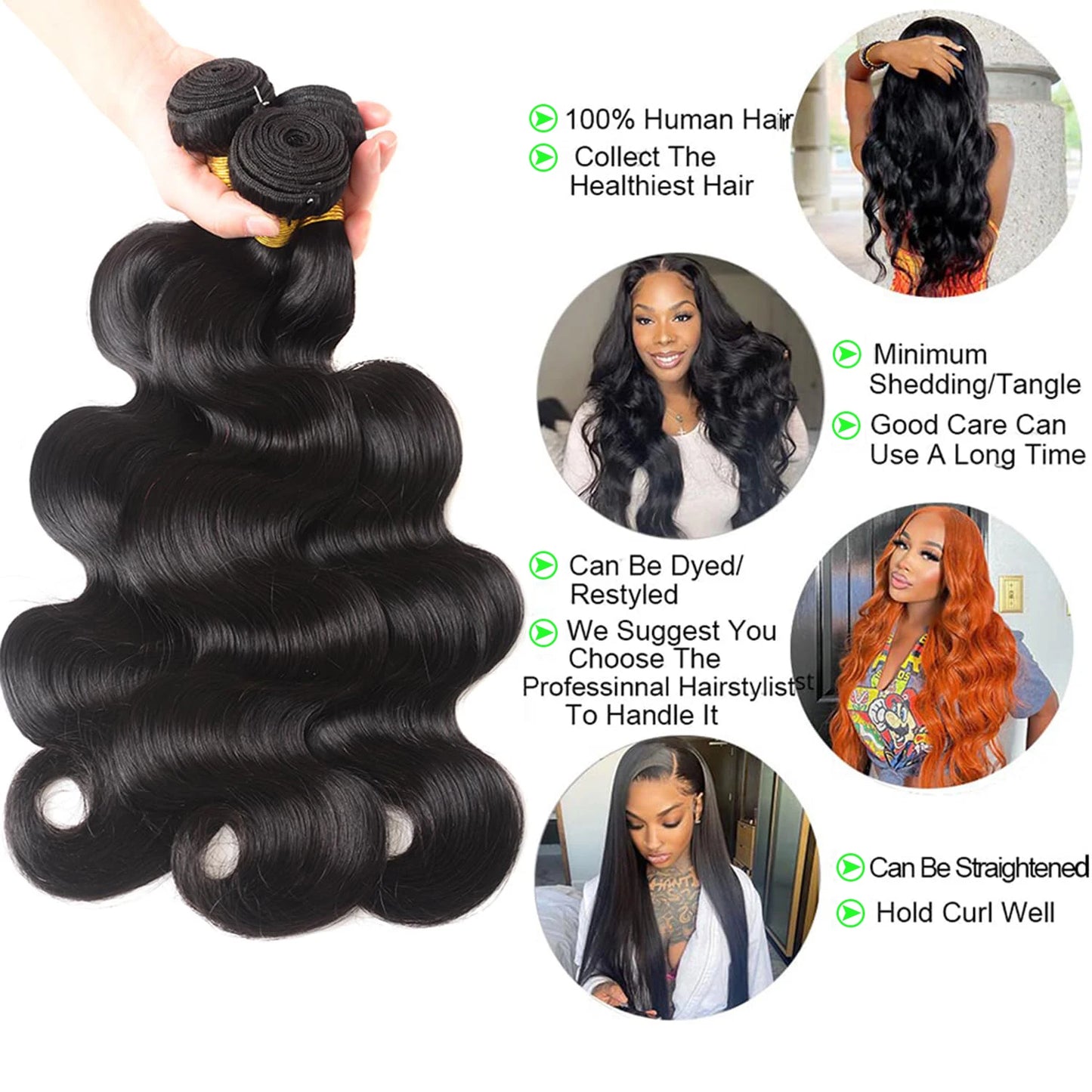 12A Body Wave Human Hair Bundles Ombre Colored 1/3/4 Bundles Human Hair 100% Unprocessed Virgin Brazilian Hair Weave Extensions