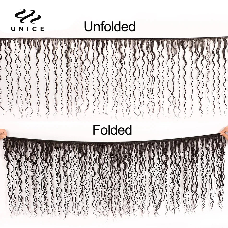 UNice Hair Water Wave 3/4 Bundles with 13x4 Lace Frontal Virgin Human Hair Bundles Can Make 250% Water Wave Lace Fro Wig
