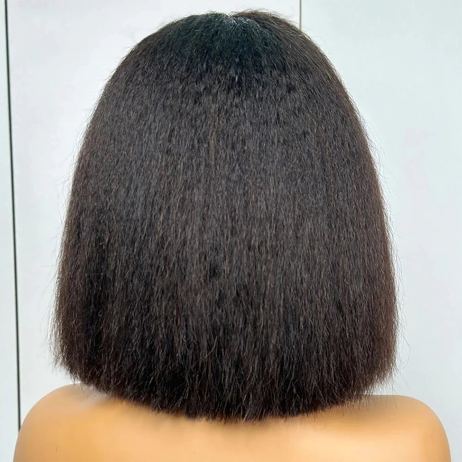 Yaki Straigt Bob Wig Glueless Lace Front Human Hair Wig For Women Kinky Straight Short Bob Ready To Wear HD Transparent Lace Wig