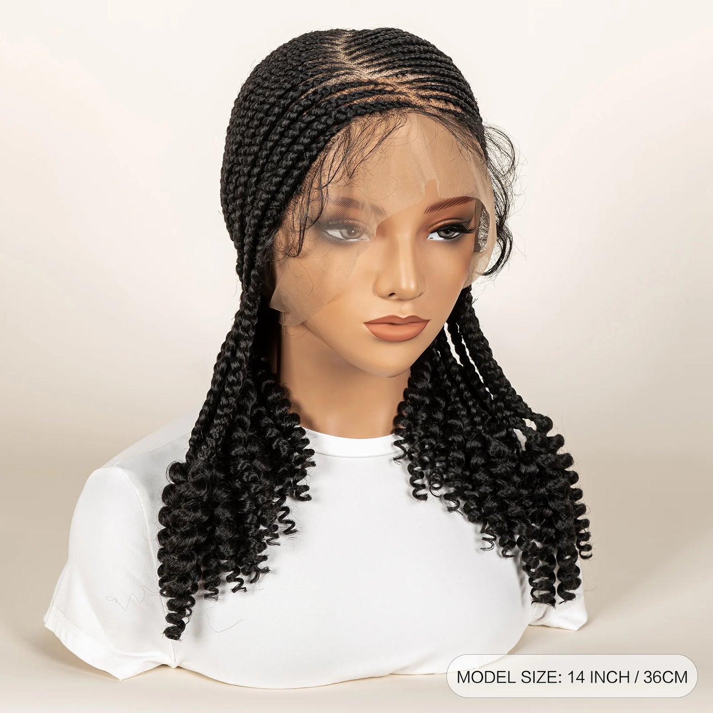 Knotless Wig Synthetic Cornrow Braided Wigs for Women 14 Inch Full Lace Braids Wig Short Blait Natural Black 2025 New Hairstyle