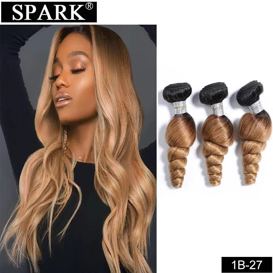 Brazilian Loose Wave Human Hair Bundles 1/3/4pcs Ombre 100% Remy Human Hair Extensions Curly Hair Weave Bundles