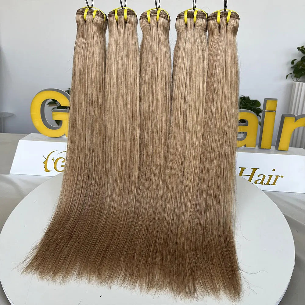 30inch #27 Honey Blonde Bone Straight Human Hair Highlight Bundles 1/3/4 Bundles Remy Virgin Raw Hair Weave Extensions Wholesale