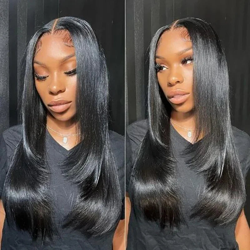 Reddish Brown Layered Lace Front Wig 13X6 Copper Red Straight Lace Front Wigs For Women Synthetic Glueless Heat Resistant Wigs