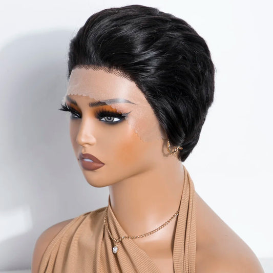 Lekker Short Pixie Cut Straight Bob Lace Front Human Hair Wigs For Women Brazilian Remy Natural Hair Glueless Slick Back Wigs