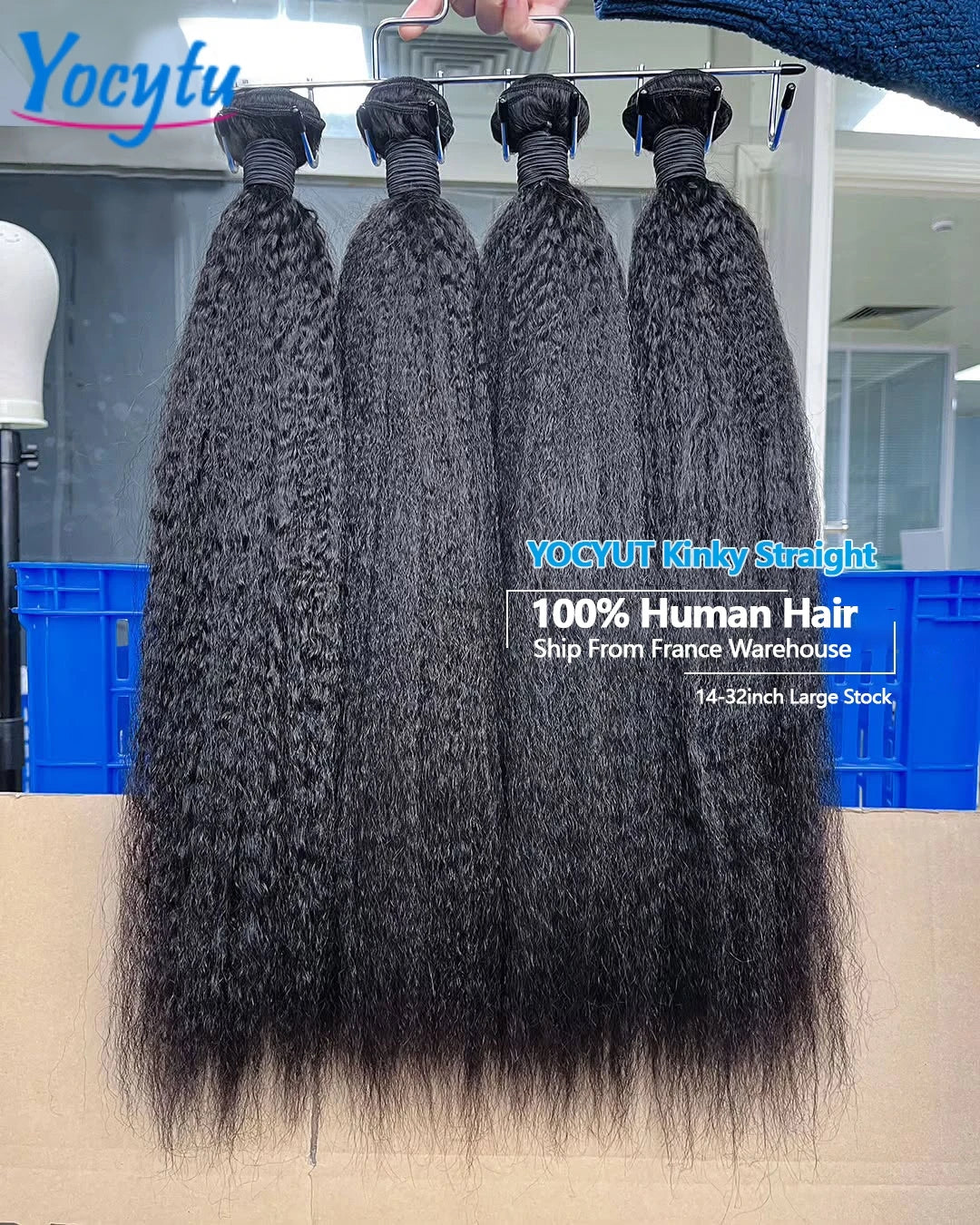 12A Top Quality Kinky Straight Bundles 24 Inch Human Hair Bundles 3 Days Delivery YOCYTU Yaki Straight Bundles 100% Human Hair