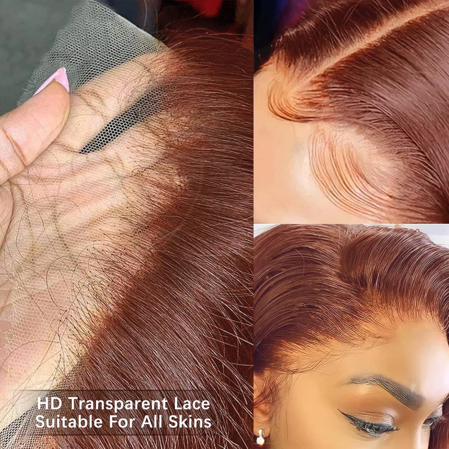 Reddish Brown Layered Lace Front Wig 13X6 Copper Red Straight Lace Front Wigs For Women Synthetic Glueless Heat Resistant Wigs