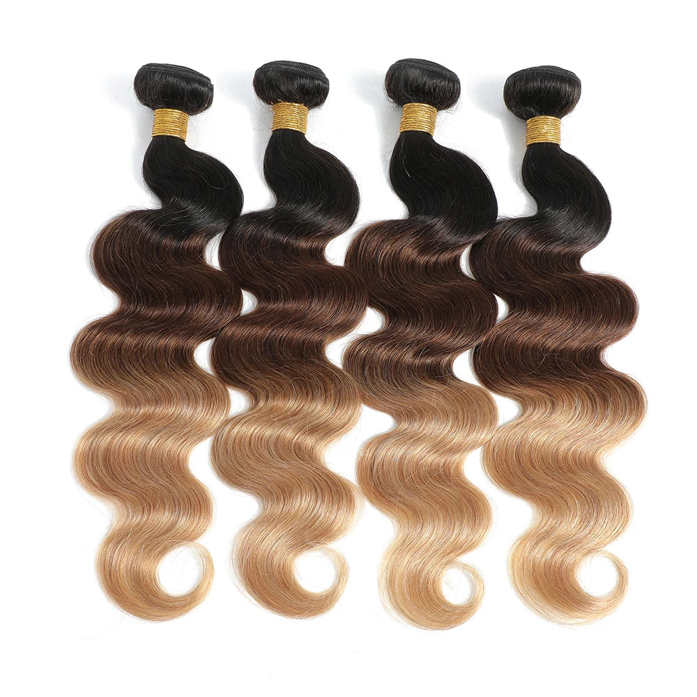12A Body Wave Human Hair Bundles Ombre Colored 1/3/4 Bundles Human Hair 100% Unprocessed Virgin Brazilian Hair Weave Extensions