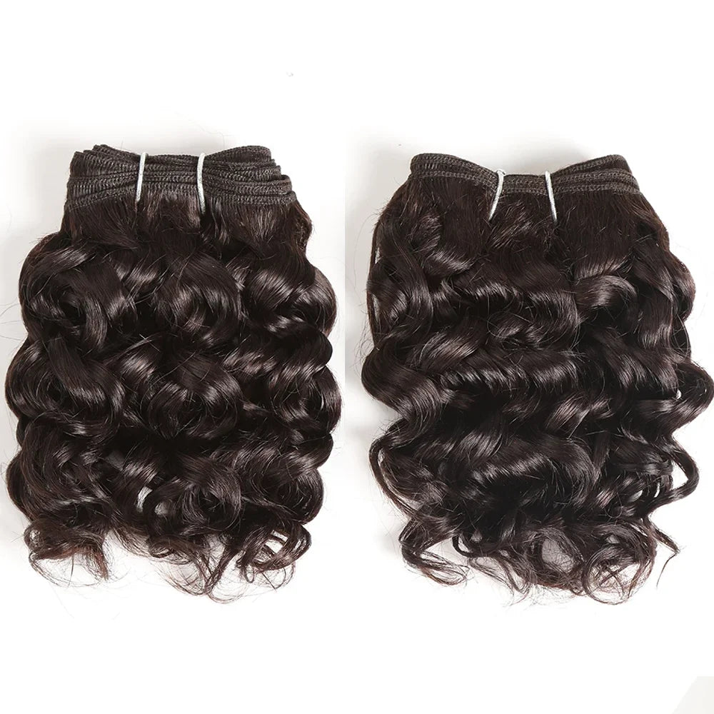 Short Jerry Curl Hair Weave Bundles 2Pcs/Set Brazilian Hair Weave Bundles 12A Remy Human Hair Extensions Natural Brown Remy