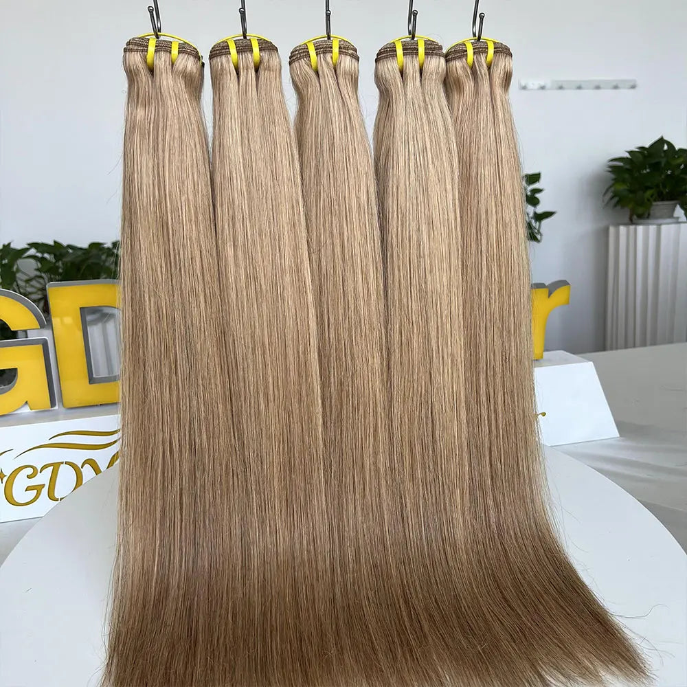 30inch #27 Honey Blonde Bone Straight Human Hair Highlight Bundles 1/3/4 Bundles Remy Virgin Raw Hair Weave Extensions Wholesale