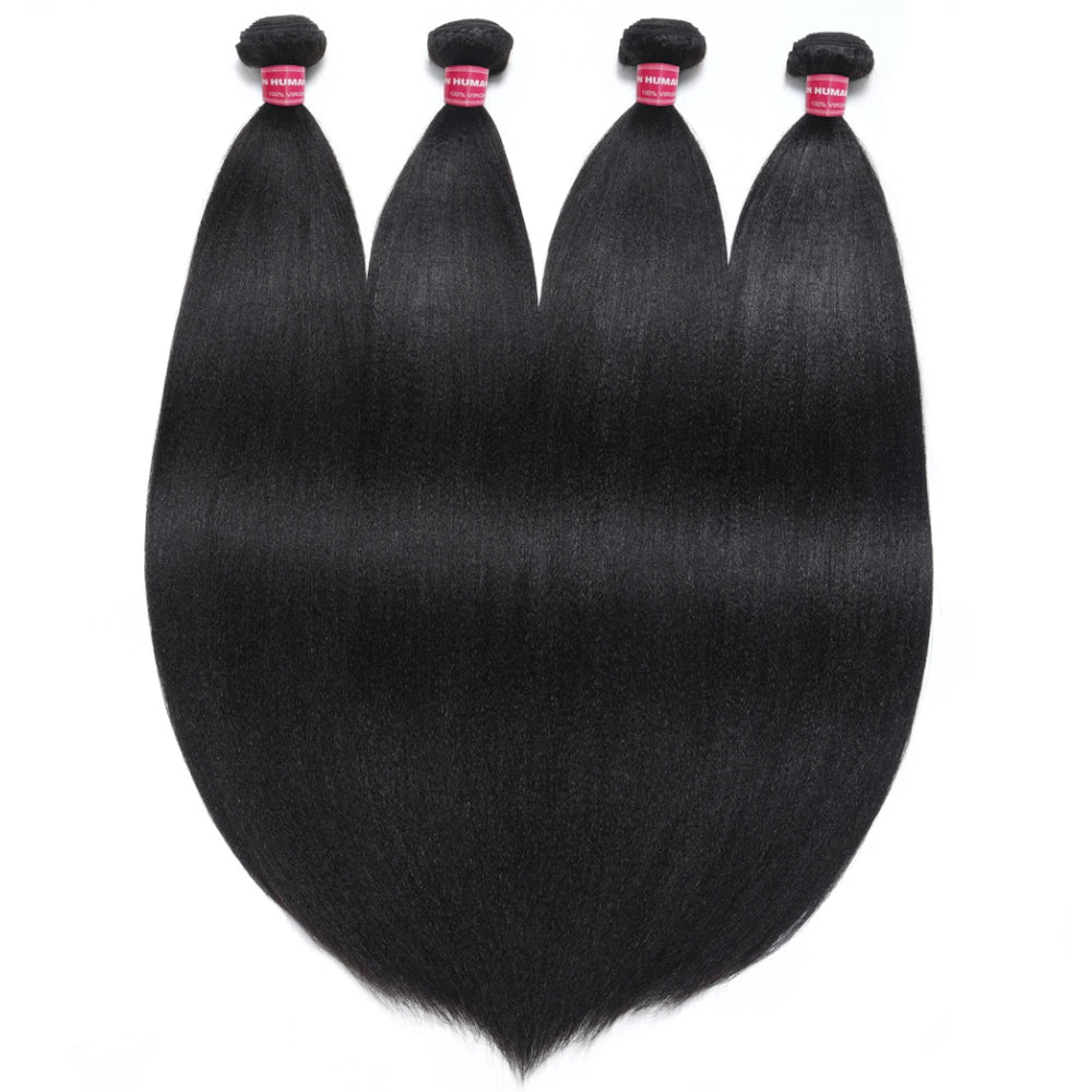 Beautyforever Real Natural 100% Human Hair Bundles Yaki Straight High Quality Brazilian Remy Human Hair Weft 3 Bundles