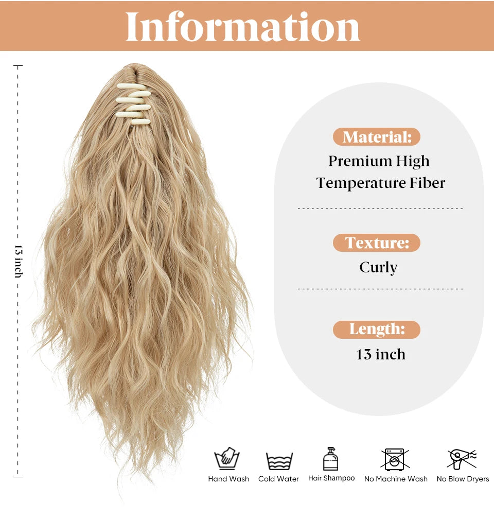 13Inch Premium Synthetic Curly Claw Clip In Ponytail Blonde Brown Short Hairpiece Fake Hair False Pigtail Hair Extensions P064