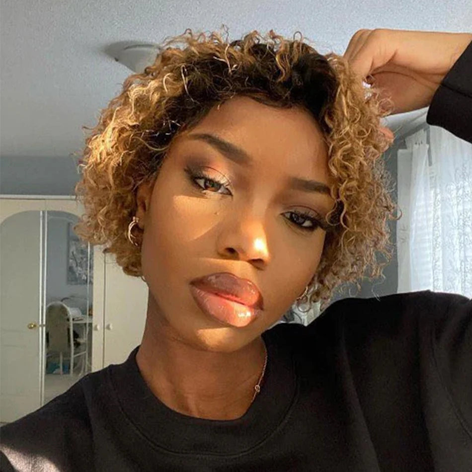 Pixie Cut Wigs 13x2 Lace Frontal Wigs Human Hair Short Kinky Curly Bob Human Hair Wigs For Women Lace Front Human Hair Wigs