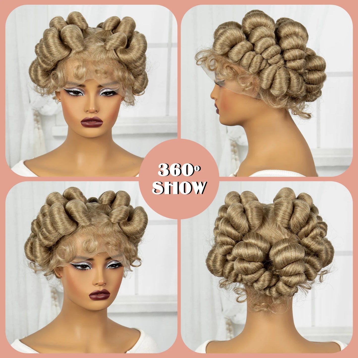 Synthetic Full Lace Handmade Bantu Braided Wigs Short Cute Natural Braided Lace Wigs For Black Women Knotless Braids Wigs