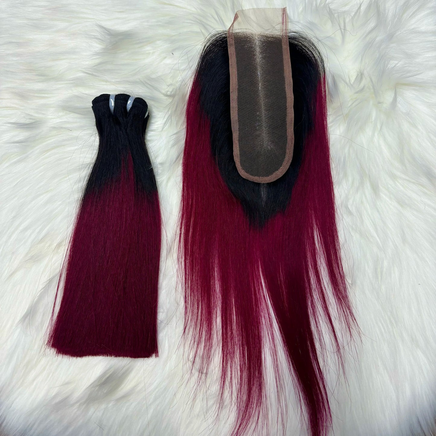2X6 Lace Frontal Colored Vietnamese Human Hair Bundles and Closure Double Drawn Ombre Color Remy Human Hair Extensions