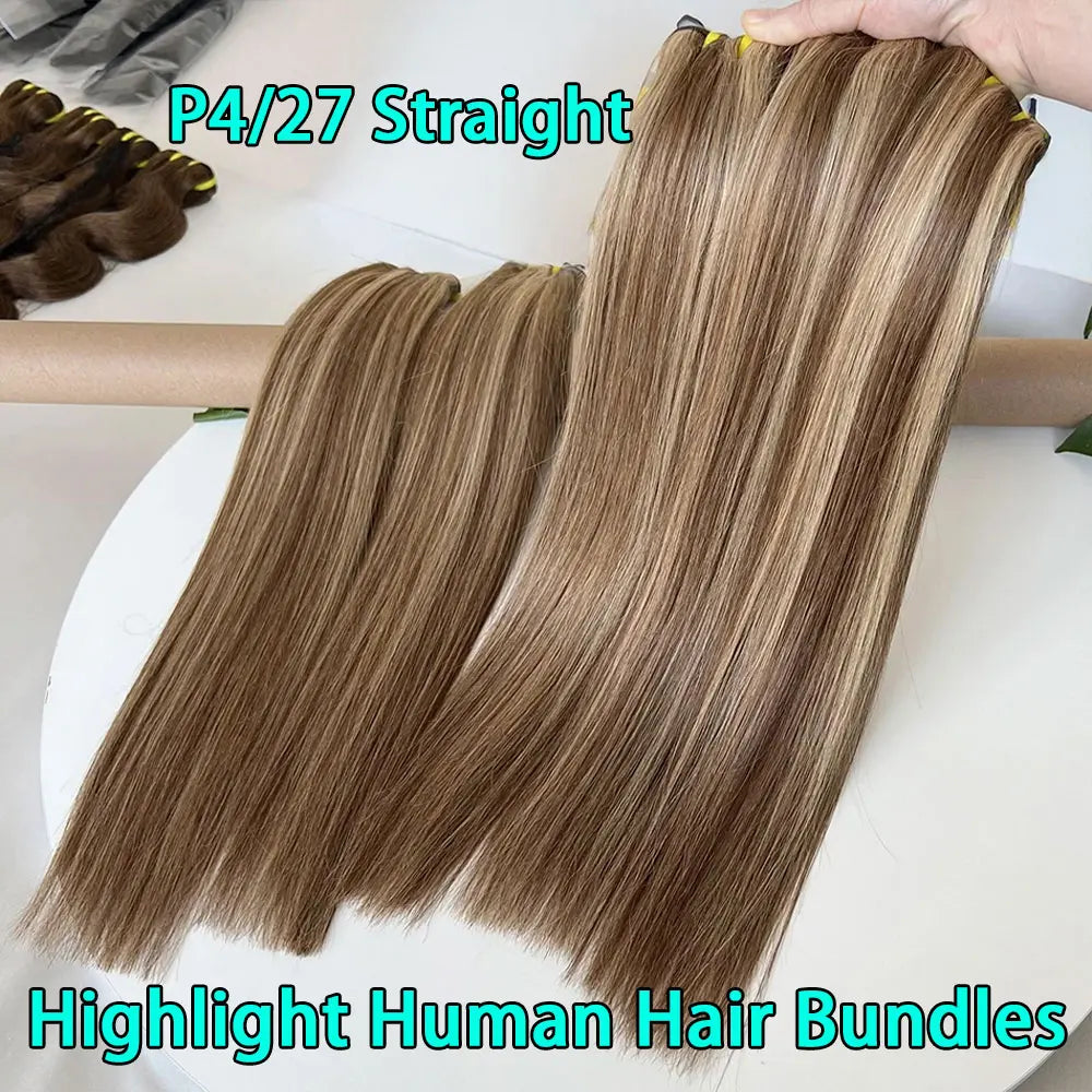 SWANEE P4/27 Highlight Bone Straight Bundles Double Weft Vietnamese Human Hair Weave Bundles Remy Human Hair Extensions