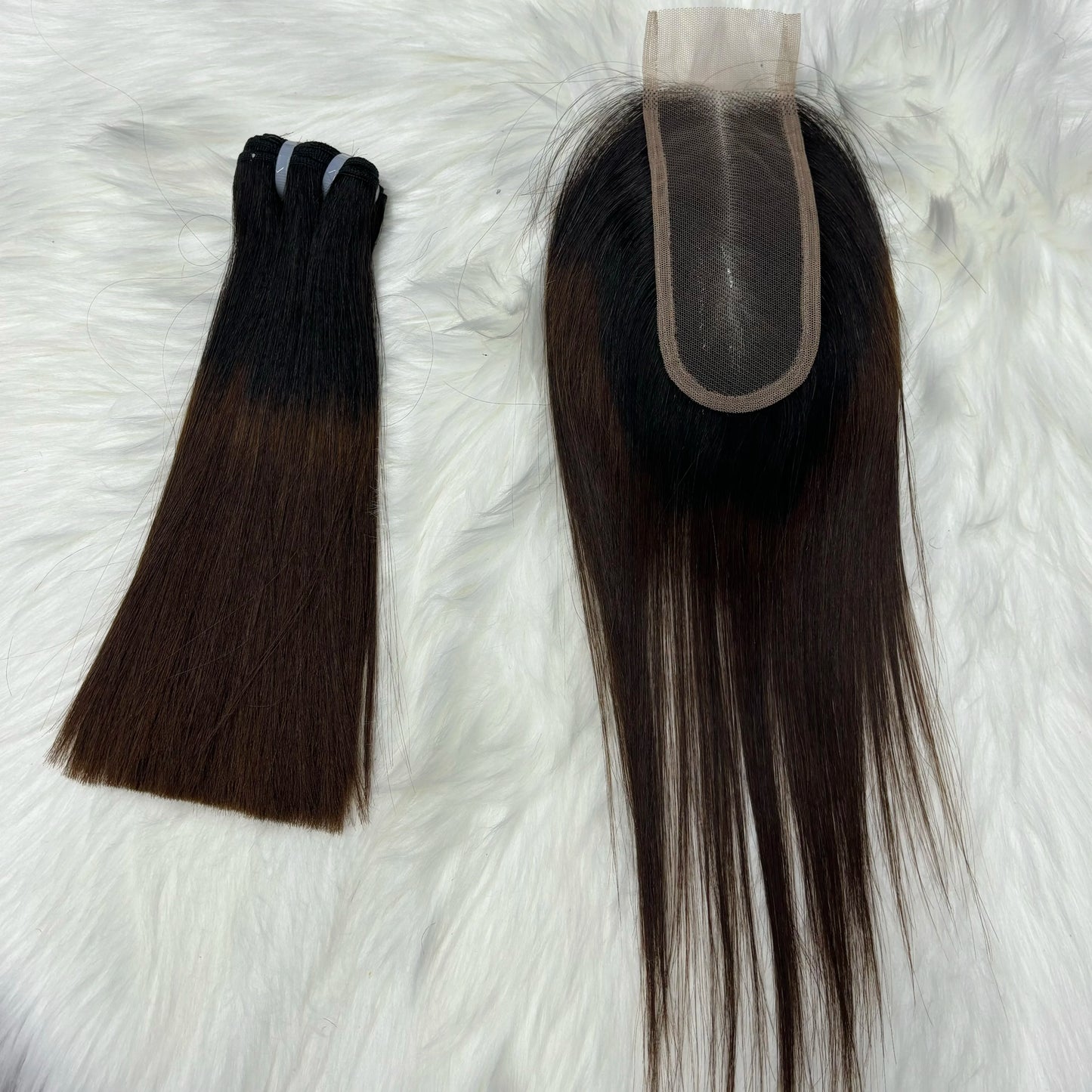 2X6 Lace Frontal Colored Vietnamese Human Hair Bundles and Closure Double Drawn Ombre Color Remy Human Hair Extensions