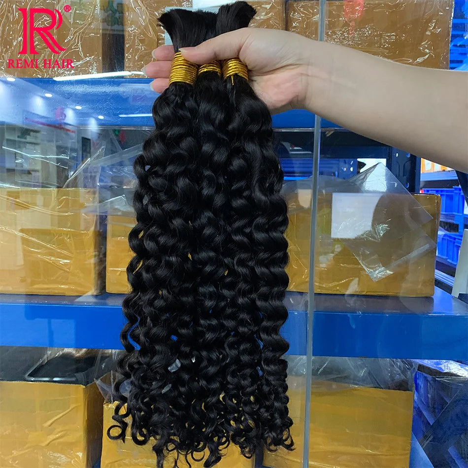 Indian Hair Loose Deep 100% Real Remy Hair Bulks Unprocessed No Weft Curly Human Hair Extensions Weaving Hair for Women Braiding