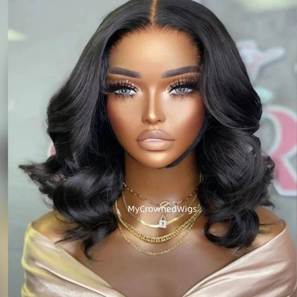 Online Clearance Sales Body Wave Human Hair Short Bob Wigs T Part Lace Front Wig Pre Plucked Brazilian Remy 100% Real Hair