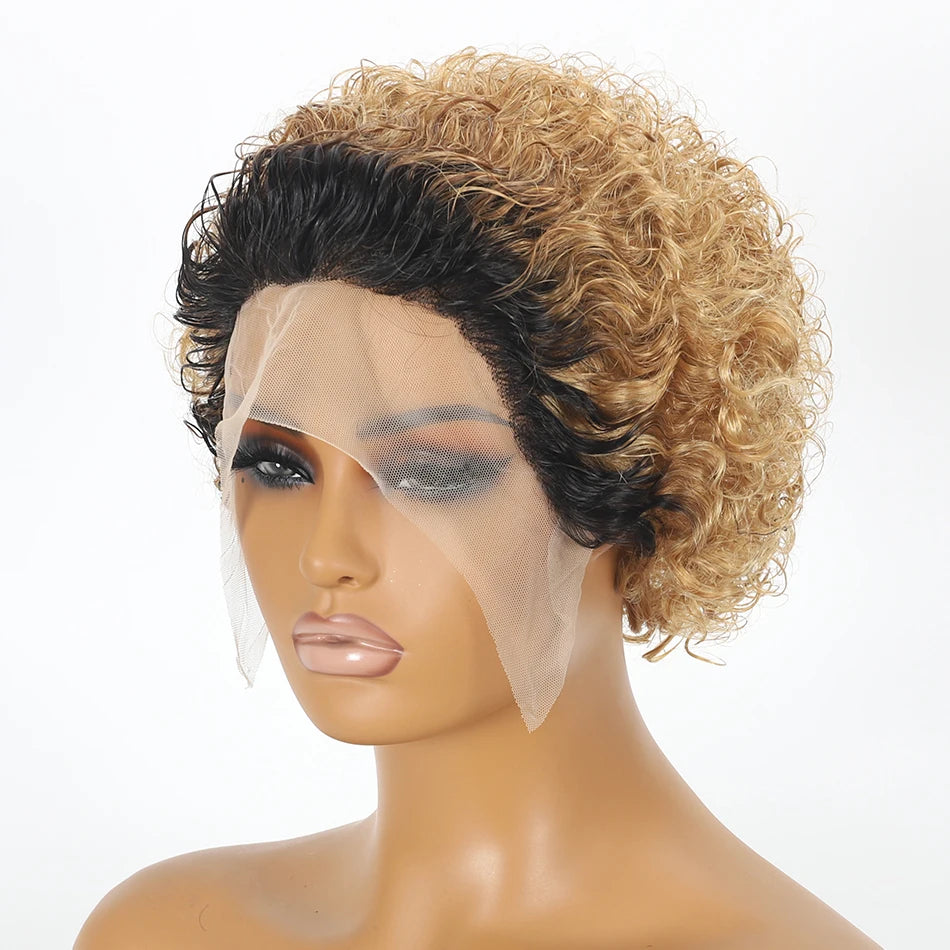Pixie Cut Wigs 13x2 Lace Frontal Wigs Human Hair Short Kinky Curly Bob Human Hair Wigs For Women Lace Front Human Hair Wigs