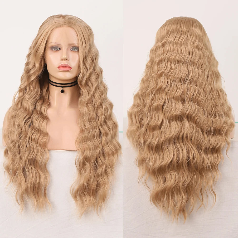 AIMEYA Synthetic Lace Front Wigs for Women Natural Hairline Synthetic Hair Lace Wig Long Brown Wig PrePlucked Cosplay Woman Wigs
