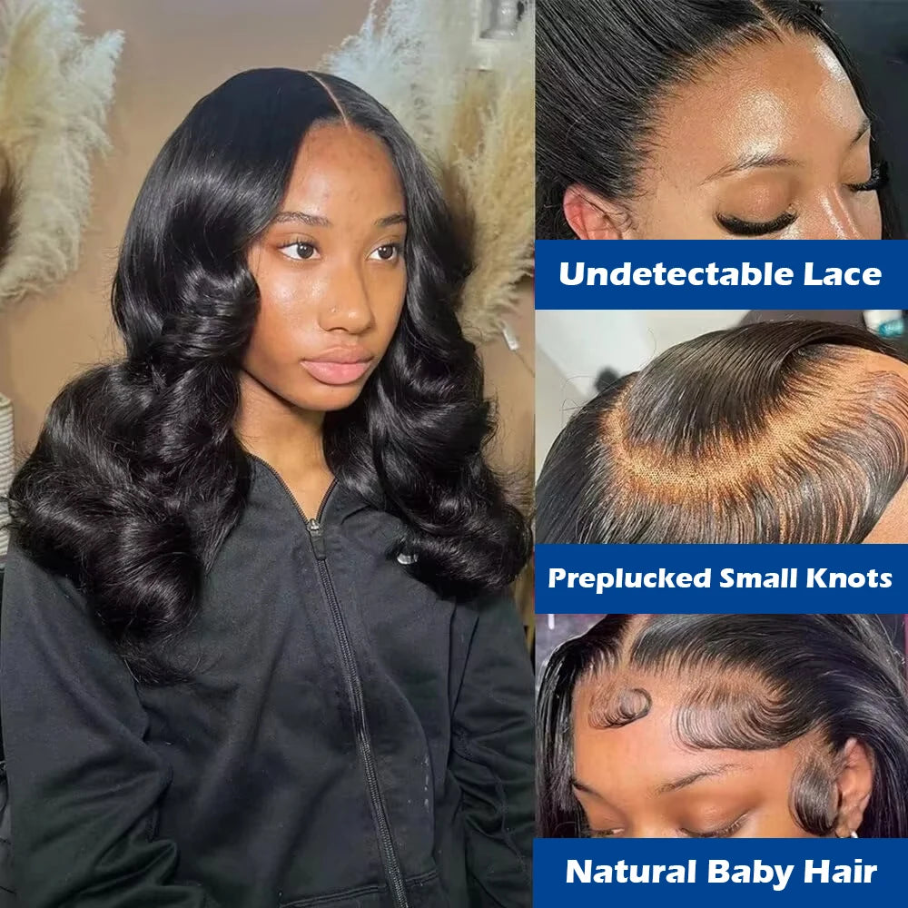 220 Density Body Wave Short Bob Wigs Human Hair 13x4 Transparent Lace Front Human Hair Wig Preplucked Lace Frontal Wig For Women