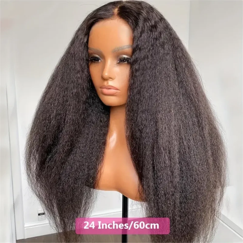 Kinky Straight Human Hair Wig For Women 13x4 Lace Front Wigs Human Hair Pre Plucked  Yaki Straight Brazilian Human Hair Wigs