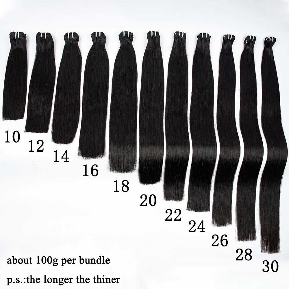 Nabi Natural Vietnamese Human Hair Bundles With 2X6 HD Lace Closure Middle Part 16A  Bone Straight for Weaving Wigs