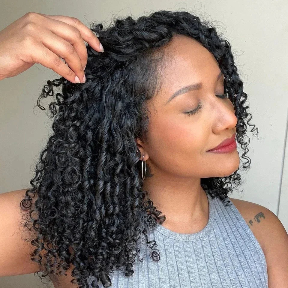 14-24Inches Pixie Bouncy Afro Kinky Curly Human Hair 3/4 Bundles Deal 100% Virgin Raw Hair Extension Double Drawn Wholesale 15A